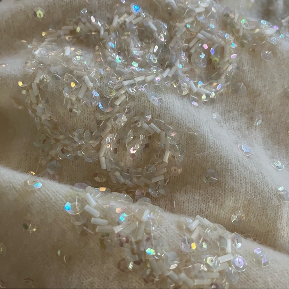 Vintage 1950s Jeri-Jo Beaded Sequin Embellished‎ Cardigan Wool Angora 44 L - Picture 6 of 6